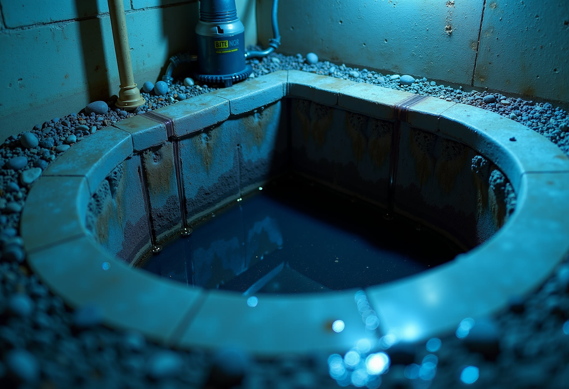 Sump basin set below slab